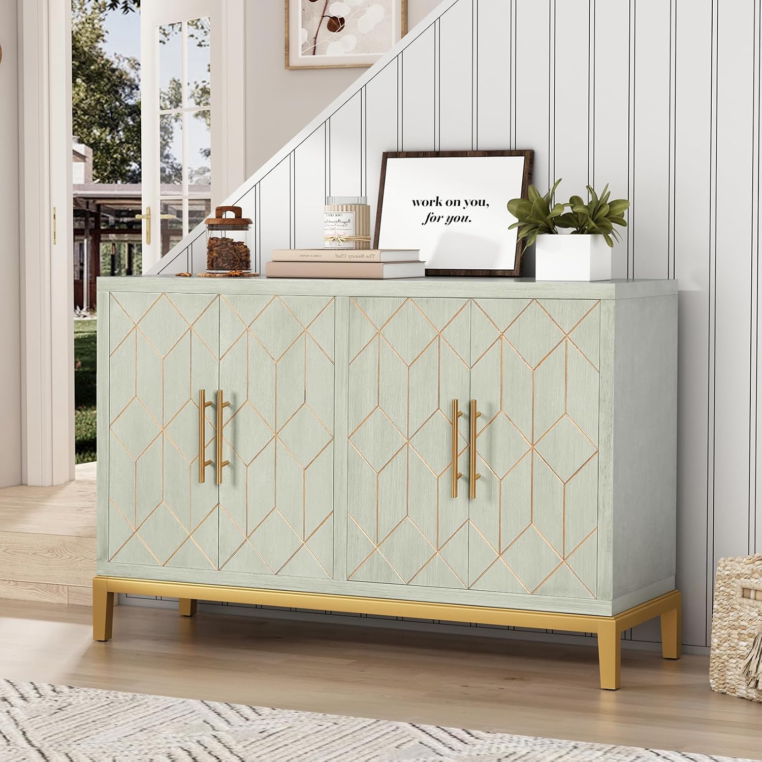 Aparador Moderno de 4 Puertas, - Office Furniture Credenza reseña y precio