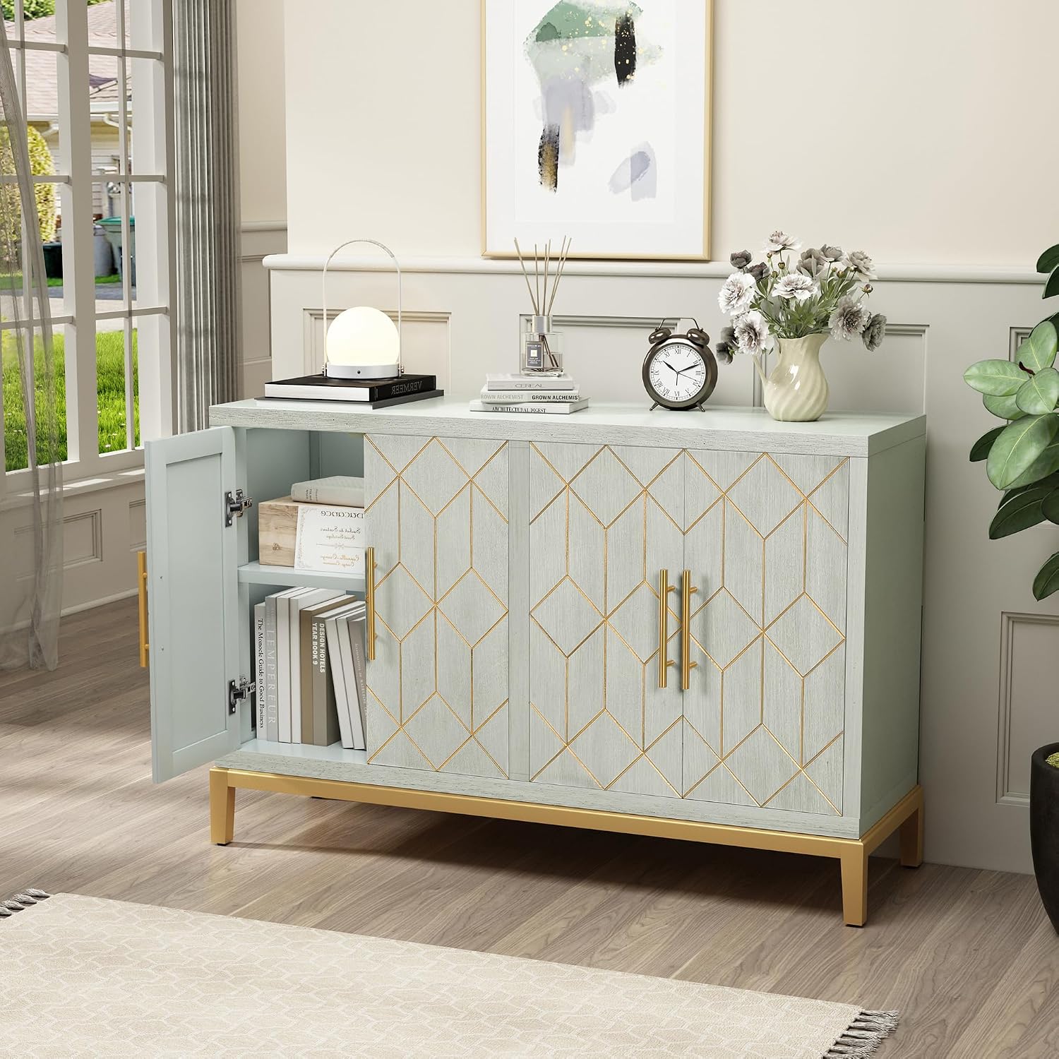 Aparador Moderno de 4 Puertas, - Office Furniture Credenza reseña y precio